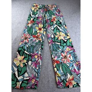 Bebop Womens Wide Leg Pants Small Multicolor‎ Tropical Floral Beachy Flowy